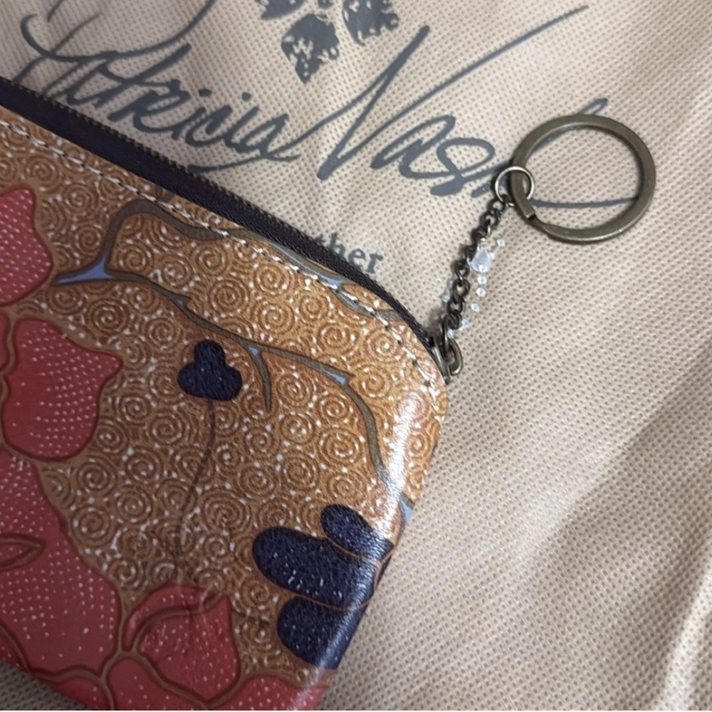 NWOT Patricia Nash Coral and Gold Floral Pouch Gorgeous - Picture 7 of 7